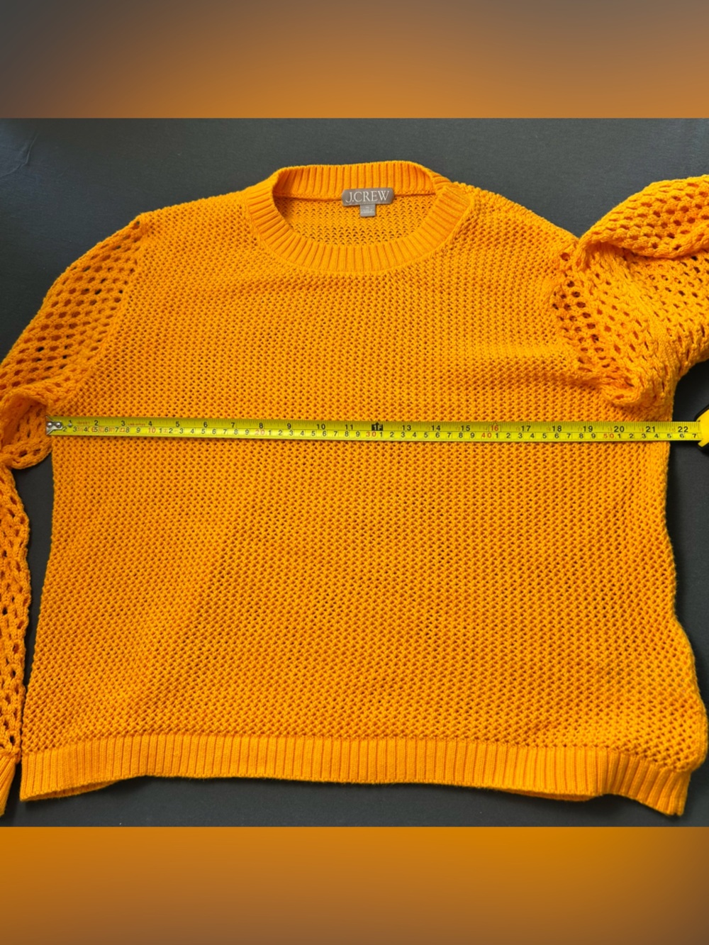 J. Crew Bright yellow/orange Open-Weave Crewneck Sweater (A0116) - Picture 4 of 8